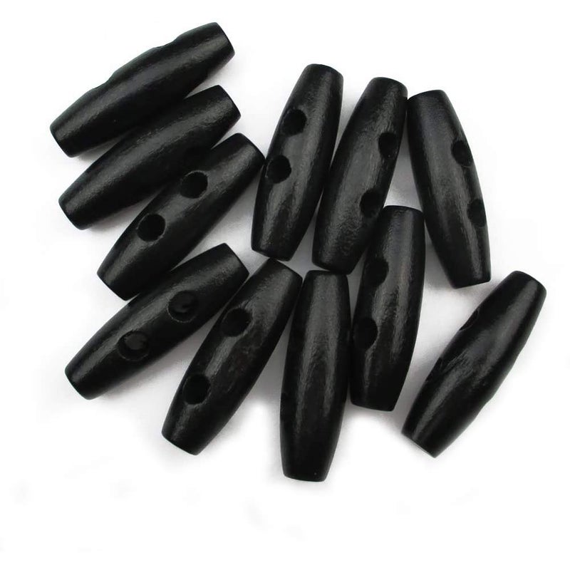 esowemsn 50pcs 2inch 2 Hole Black Wood Scrapbooking Sewing Toggle Buttons Toggle Buttons Clothing Jacket Sewing DIY Accessories - Image 1